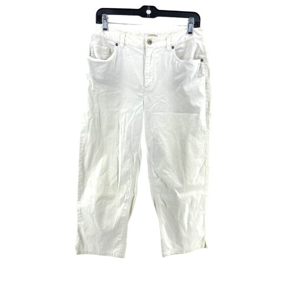 Talbots Women's White Stretch Crop Chino Pants Jeans Summer Size 6 - Picture 1 of 14